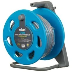B&M Rolson Hose Reel With Stand 20m -Garden Furniture Sales 234003 rolson 20m hose stand set with 6 function spray gun set blue 4