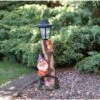 B&M Garden Gnome With Solar Lamp Post - Purple -Garden Furniture Sales 307140 gnome with solar lamp post 71