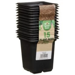 B&M Black Plant Pots 15pk -Garden Furniture Sales 319024 grow your own 15 plant pots 7cm1