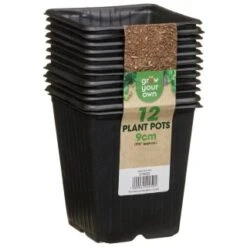 B&M Black Plant Pots 12pk -Garden Furniture Sales 319025 grow your own 12 plant pots 9cm1