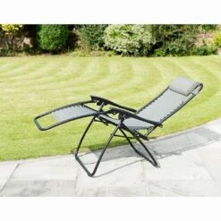 B&M Dakota Zero Gravity Relaxers - Grey 2pk -Garden Furniture Sales 331325 2 zero gravity relaxers grey