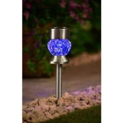 Crystal Top Glass Solar Post Light 4pk -Garden Furniture Sales 341965 4pk crystal top post light blue solar1