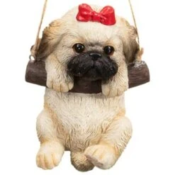 B&M Swinging Dog Garden Ornament - Shih Tzu -Garden Furniture Sales 342057 swinging dogs bow 2
