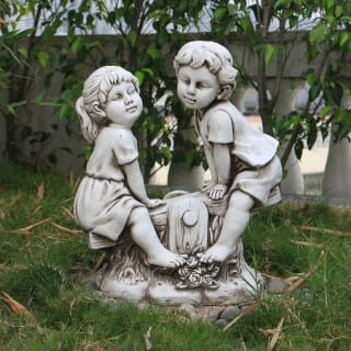 B&M Boy & Girl Seesaw Garden Statue 3 B&M Boy & Girl Seesaw Garden Statue