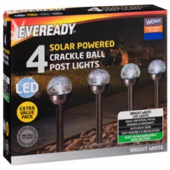Eveready Crackle Ball Stakes 4pk - White -Garden Furniture Sales 353607 eveready 4pk solar powered crackle ball light 2