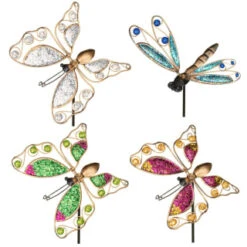 B&M Glitter Stake - Green Butterfly -Garden Furniture Sales 353659 glitter stakes main 2