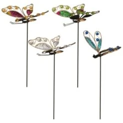 B&M Glitter Stake - Green Butterfly -Garden Furniture Sales 353659 glitter stakes main