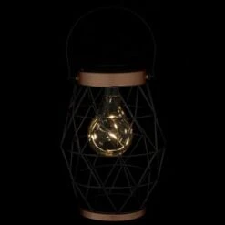 B&M Metal Hexagonal Solar Lantern - Copper -Garden Furniture Sales 353880 24cm metal hexagonal solar lantern copper trim