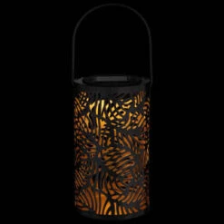 Tropical Cutout Solar Lantern - Black -Garden Furniture Sales 353884 black tropical cut out lantern 2