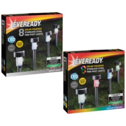 Eveready Mini Solar Lighting Posts 8pk - Colour Changing -Garden Furniture Sales 366414 366416 8pk eveready soloar powered mini post lights main