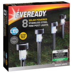 Eveready Mini Solar Lighting Posts 8pk - Colour Changing -Garden Furniture Sales 366414 8pk eveready soloar powered mini post lights bright white