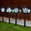 Solar Powered Windsor Black Post Lights - White 8pk 2 Solar Powered Windsor Black Post Lights - White 8pk -Garden Furniture Sales 366418 8pk windsor post lights white led
