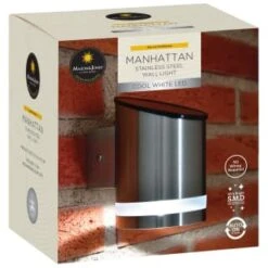 Manhattan Solar Powered Wall Light -Garden Furniture Sales 366488 masoon and jones manhattan solar powered stainless steel wall light cool white led
