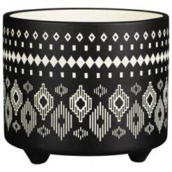 B&M Urban Eden Embossed Footed Planters 3pk - Black -Garden Furniture Sales 366531 3pk urban eden plant pot on tripod stand black 2