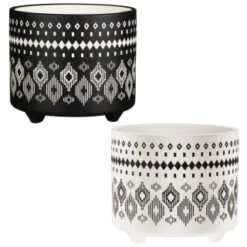 B&M Urban Eden Embossed Footed Planters 3pk - Black -Garden Furniture Sales 366531 3pk urban eden plant pot on tripod stand group