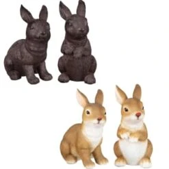 B&M Garden Rabbit Ornaments 2pk - Cast Iron Effect -Garden Furniture Sales 366608 2pk rabbit garden ornaments main