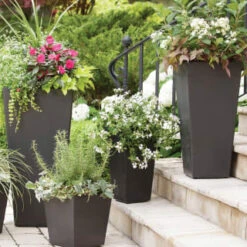 B&M Sonata Planter 50cm - Slate -Garden Furniture Sales 377687 377689 377691 377694 377698 377702 sonata planter slate pewter 33cm 50cm 70cm 3 2