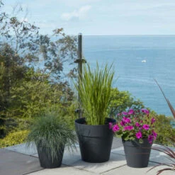 B&M Soho Pot Planter - Charcoal 28cm -Garden Furniture Sales 378389 385058 381595 soho planter charcoal 38cm 28cm 17cm 2