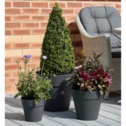 B&M Soho Pot Planter - Charcoal 38cm -Garden Furniture Sales 378389 385058 381595 soho planter charcoal 38cm 28cm 17cm 4 1