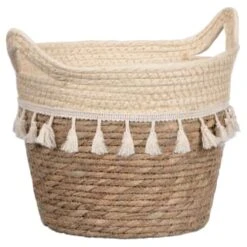 B&M Natural Basket Planter With Fringing 5 B&M Natural Basket Planter With Fringing -Garden Furniture Sales 379209 island paradise natural basket planter with fringing 2
