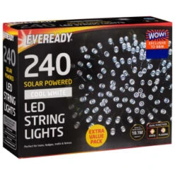 Eveready Solar Powered LED String Lights 240pk - Cool White -Garden Furniture Sales 379219 eveready 240 soloar powered led string lights