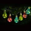 Solar Powered 12 Coloured Light Bulb String LED Lights - Warm White -Garden Furniture Sales 379261 12pk mason and jones string lights coloured light buld warm white