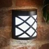 Solar Powered Kensington Wall Lights - Black 4pk -Garden Furniture Sales 379452 4pk solar powered kensington black fence wall lights cool white leds