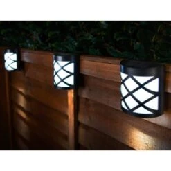 Solar Powered Kensington Wall Lights - Black 4pk -Garden Furniture Sales 379452 4pk solar powered kensington black fence wall lights cool white leds 2