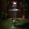 4-in-1 Bird Bath With Planter & Solar Light - Pewter -Garden Furniture Sales 379482 4 in 1 pewter bird bath feeder solar light planter 2