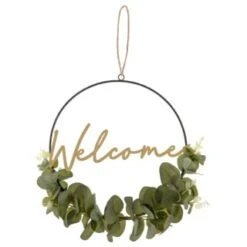 B&M Botanical Garden Hanging Hoop With Slogan -Garden Furniture Sales 379615 botanical garden metal hoop with gold wording and leaves welcome