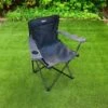 Folding Camping Chair With Cup Holder - Black -Garden Furniture Sales 379743 rolson folding armchair with cup holder black
