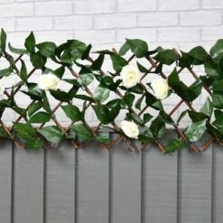 Expanding Artificial Rose & Leaf Trellis 180 X 30cm -Garden Furniture Sales 379970 expanding leaf trellis with roses 180x30cm 3