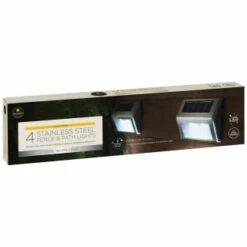 Solar Powered Stainless Steel Fence Lights 4pk -Garden Furniture Sales 382952 4pk mason and jones stainless steel fence and path lights 2