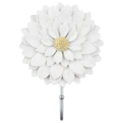 B&M Flower Wall Hook - Cream -Garden Furniture Sales 392759 flower wall hook white 2
