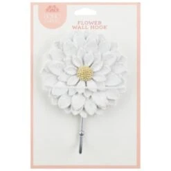 B&M Flower Wall Hook - Cream -Garden Furniture Sales 392759 flower wall hook white