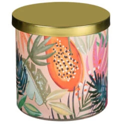 B&M Printed Candle With Gold Lid -Garden Furniture Sales 392779 printed candle with gold lid