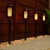 Morocco Solar Powered Flame Effect Post Lights 4pk -Garden Furniture Sales 392878 4 pack morocco solar powered flame effect post lights 2