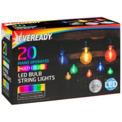 Eveready Mains Powered LED Bulb String Lights 20pk - Multicolour -Garden Furniture Sales 392913 eveready 20 mains operated multi colour bulb string lights 1