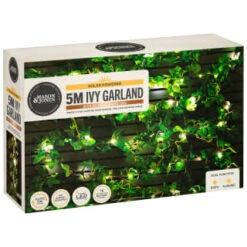 Solar Powered Artificial Ivy Garland 5m 11 Solar Powered Artificial Ivy Garland 5m -Garden Furniture Sales 392926 5m ivy garland with 60 warm white solar leds 4