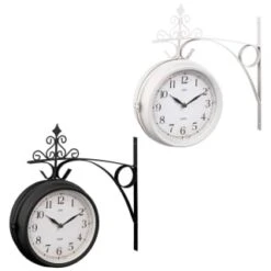 B&M Outdoor Dual Sided Station Clock - Cream -Garden Furniture Sales 392937 outdoor dual sided station clock group