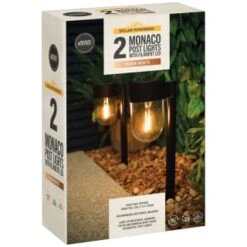 Monaco Solar Powered Post Lights 2pk -Garden Furniture Sales 392976 monaco solar powered post lights 3