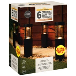 Cambridge Solar Powered Tube Post Lights 6pk -Garden Furniture Sales 392998 cambridge solar powered tube post lights 6pk 3
