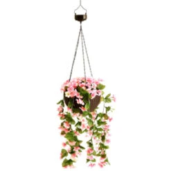 Solar Powered Artificial Floral Hanging Basket -Garden Furniture Sales 393030 solar powered artificial floral hanging basket 3