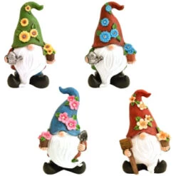 B&M Gonk Gnome Ornament With Solar Flower Hat - Blue -Garden Furniture Sales 393077 gonk gnome ornament with solar flower hat group