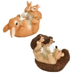 B&M Resin Rabbit Family With Solar Light -Garden Furniture Sales 393078 resin family with solar light hedgehog