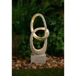 B&M Solar Sculpture With Micro LED - Light Grey -Garden Furniture Sales 393079 solar sculpture with micro leds light grey