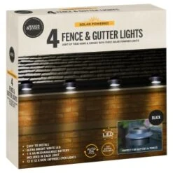 Solar Powered Fence & Gutter Lights - Black 4pk -Garden Furniture Sales 393085 4pk solar powered fence and gutter lights black 3