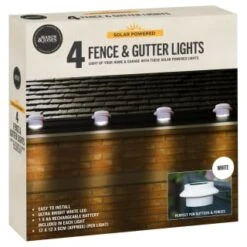 Solar Powered Fence & Gutter Lights - White 4pk -Garden Furniture Sales 393086 4pk solar powered fence and gutter lights white 3