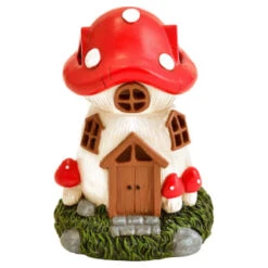 B&M Assorted Mushroom House Ornament With Glowing Solar Light -Garden Furniture Sales 393429 mushroom house ornament with glowing solar light 3
