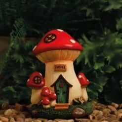 B&M Assorted Mushroom House Ornament With Glowing Solar Light -Garden Furniture Sales 393429 mushroom house ornament with glowing solar light 4